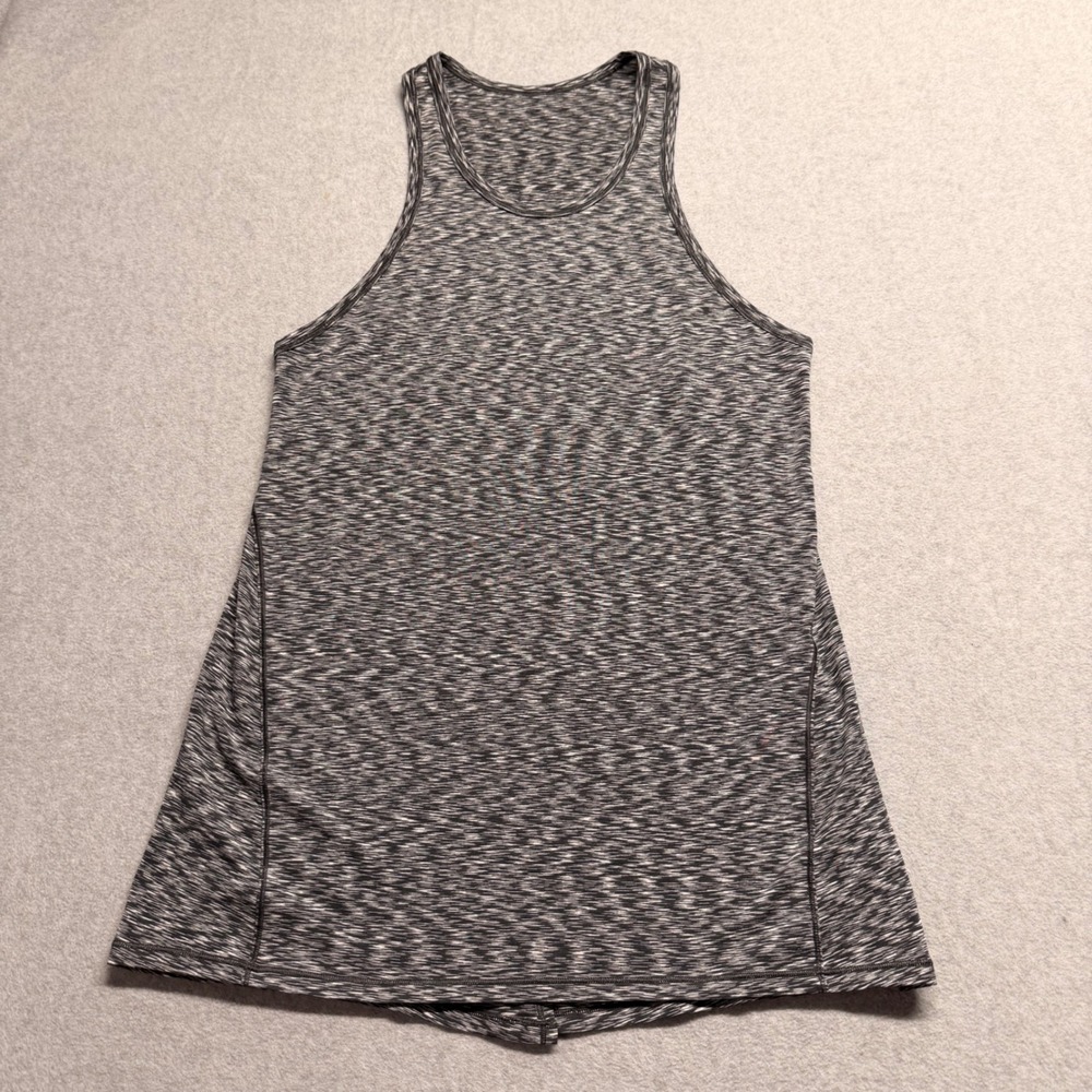 Lululemon Goal Up High Neck Space Dye Racerback Tank Top Split Back Black White - Picture 2 of 9